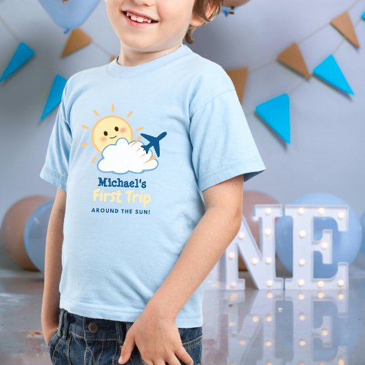 T-shirt Pour Les Tous Petits Premier anniversaire Boy Whimsical Avion Soleil &