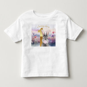 T-shirt Pour Les Tous Petits Premier anniversaire de lapin soufflant de gomme r