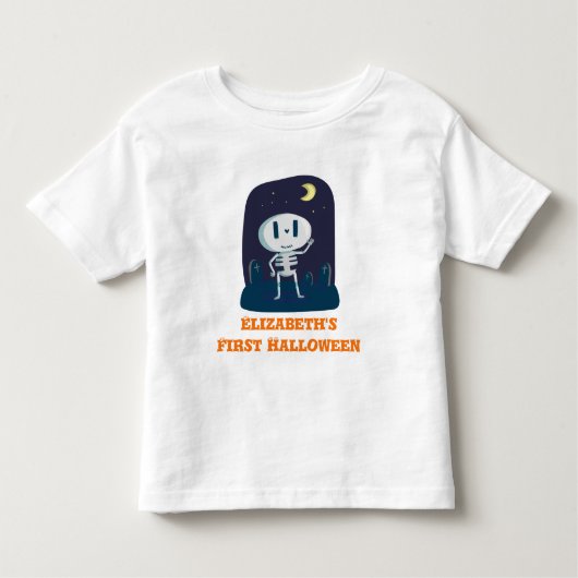 T-shirt Pour Les Tous Petits Première Halloween mignon squelette dessin personn (Devant)