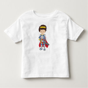 T-shirt Pour Les Tous Petits Prince, Roi, Chevalier, Épée, Couronne, Cheveux Br