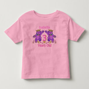 T-shirt Pour Les Tous Petits Princess Bears 3e anniversaire Nom personnalisé