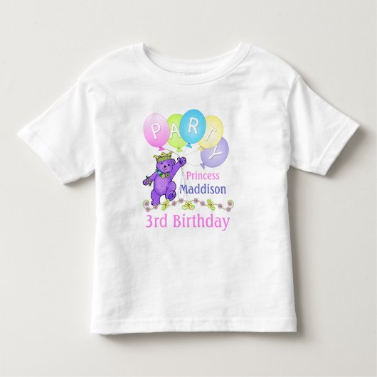 T-shirt Pour Les Tous Petits Princesse du 3e anniversaire, Nom personnalisé (Devant)