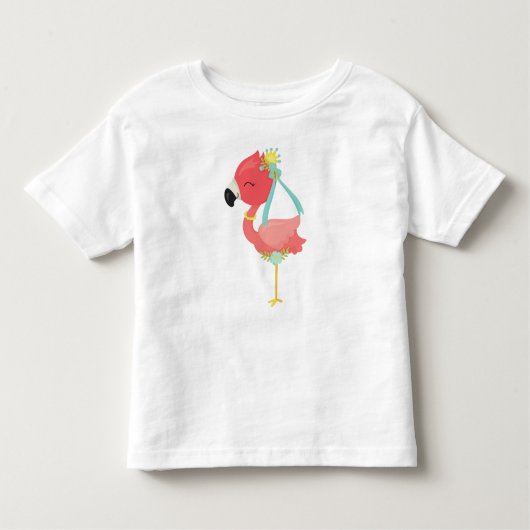 T-shirt Pour Les Tous Petits Princesse Flamant rose, Couronne, Fleurs, Mignonne (Devant)