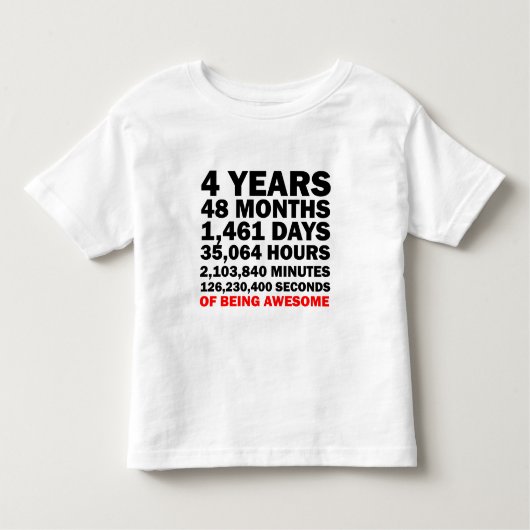 T-shirt Pour Les Tous Petits Quatre Ans D'Être Génial (Devant)