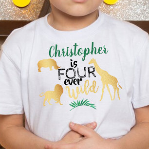 T-shirt Pour Les Tous Petits Quatre ans pour toujours dans la Jungle Safari pou