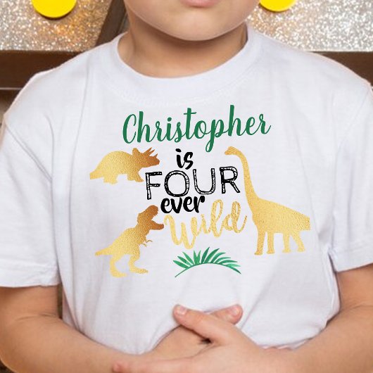 T-shirt Pour Les Tous Petits Quatre garçons dinosaures sauvages pour toujours 4