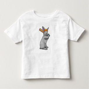 T-shirt Pour Les Tous Petits Rabbit au cricket avec chauve-souris de cricket