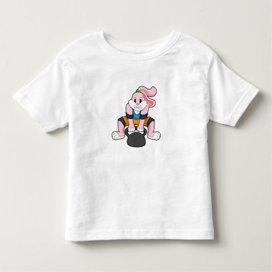 T-shirt Pour Les Tous Petits Rabbit en forme avec Dumbbell.PNG (Devant)