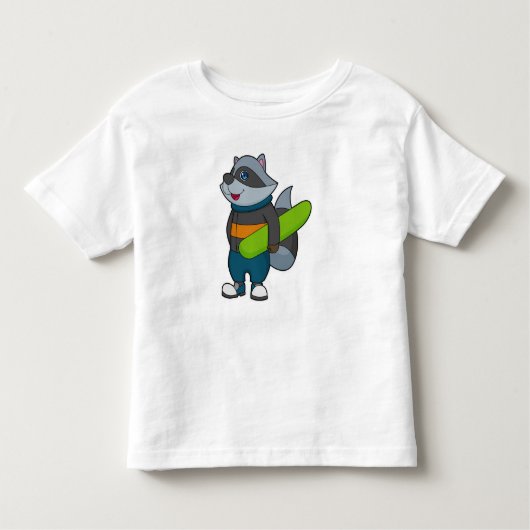 T-shirt Pour Les Tous Petits Racoon as Snowboarder avec snowboard (Devant)