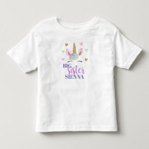 T-shirt Pour Les Tous Petits Rainbow Unicorn Love Heart Big Sister Personnalis