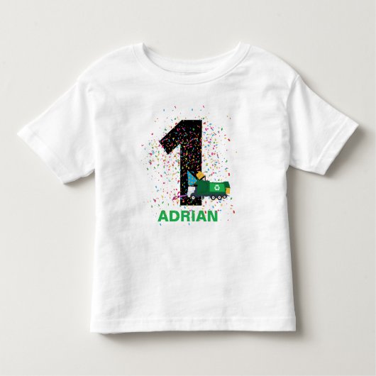 T-shirt Pour Les Tous Petits Recyclage personnalisé Garbage Truck fête d'annive (Devant)