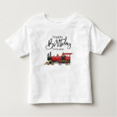 T-shirt Pour Les Tous Petits Red Train Joyeux anniversaire "Votre nom" (Devant)