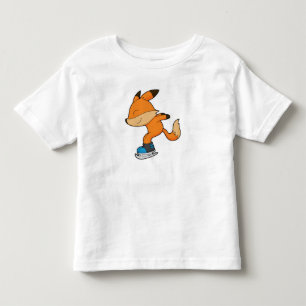 T-shirt Pour Les Tous Petits Renard au patinage sur glace avec patins sur glace