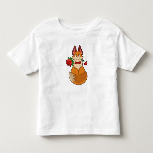 T-shirt Pour Les Tous Petits Renard avec fleur Rose (Devant)