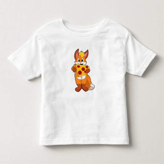 T-shirt Pour Les Tous Petits Renard avec pizza (Devant)