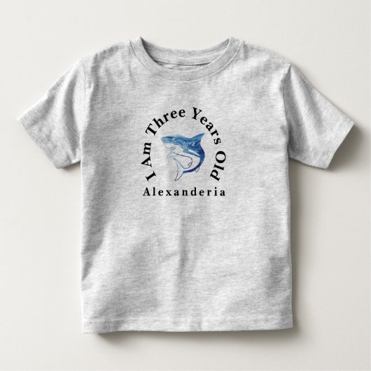 T-shirt Pour Les Tous Petits requin bleu Anniversaire ajouter nom, j'ai 3 ans (Devant)