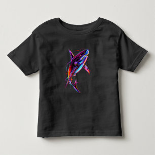 T-shirt Pour Les Tous Petits Requin Néon Vibrant Océan Digital Moderne