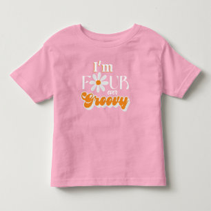 T-shirt Pour Les Tous Petits Rétro Four Ever Groovy Girls 4e Anniversaire