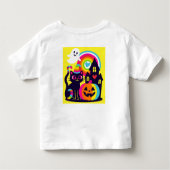 T-shirt Pour Les Tous Petits Retro Halloween Kawaii Chat noir, design Citrouill (Dos)