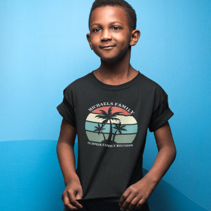 T-shirt Pour Les Tous Petits Réunion en famille Summer Sunset Beach Palmier