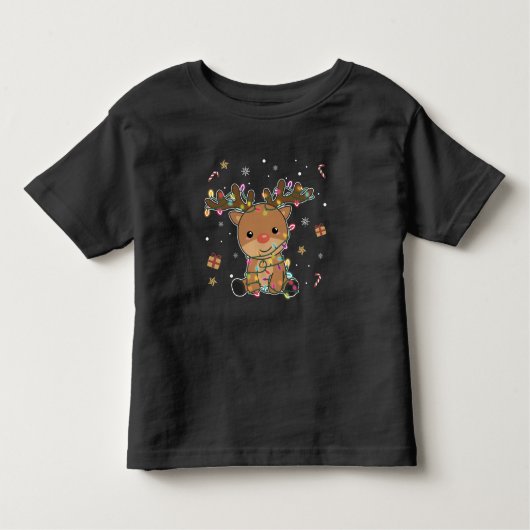 T-shirt Pour Les Tous Petits Rindeer Joyeux Noël Animaux d'hiver Cerf (Devant)