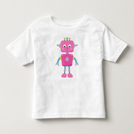 T-shirt Pour Les Tous Petits Robot mignon, Robot drôle, Robot idiot, Robot rose (Devant)
