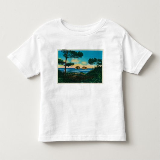 T-shirt Pour Les Tous Petits Roches jumelles sur l'Orégon CoastCoast (Devant)