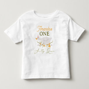 T-shirt Pour Les Tous Petits Rose orange vintage Une Oie Idiote 1er Anniversair