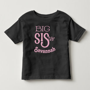 T-shirt Pour Les Tous Petits Rose personnalisé Grande Sœur Texte incurvé plus p