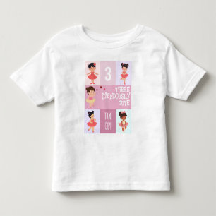T-shirt Pour Les Tous Petits Rose Pop Cartoon Pastel Ballerine 3e Anniversaire