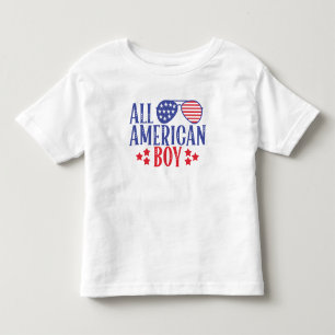 T-shirt Pour Les Tous Petits Rouge blanc et bleu tout américain garçon