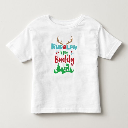 T-shirt Pour Les Tous Petits Rudolph Est Mon Époux, Reindeer, Antlers, Noël (Devant)