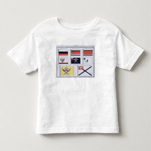 T-shirt Pour Les Tous Petits Russe diminue, d'un livre français des drapeaux,