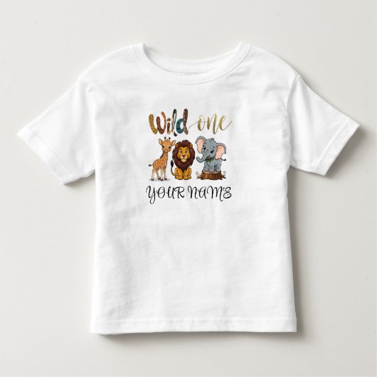 T-shirt Pour Les Tous Petits Safari Animaux Giraffe Lion Wild One (Devant)