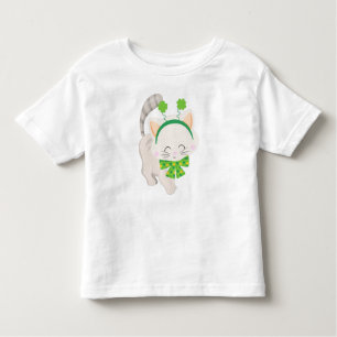 T-shirt Pour Les Tous Petits Saint Patrick's Day, Chat mignon, Clovers chanceux