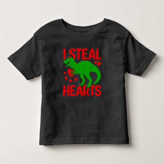 T-shirt Pour Les Tous Petits Saint-Valentin Dinosaure Vert Je Vole des Cœurs (Devant)
