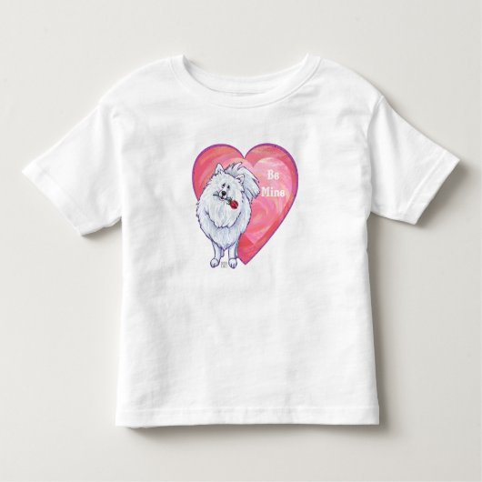 T-shirt Pour Les Tous Petits Saint Valentin Poméranie Blanche (Devant)
