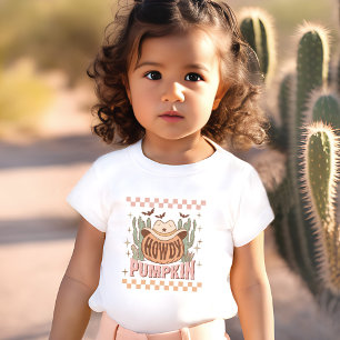 T-shirt Pour Les Tous Petits Salut Citrouille Halloween Rétro Western Rose