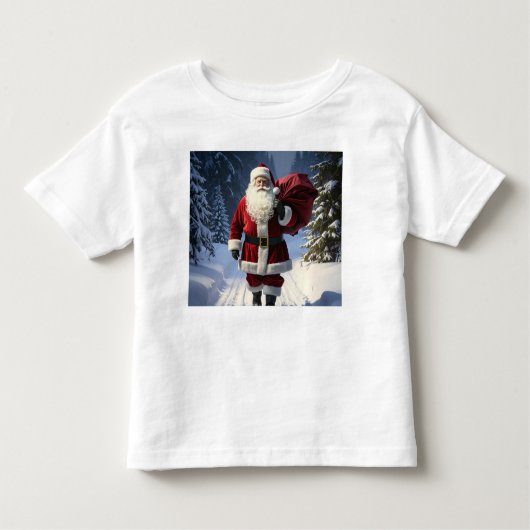 T-shirt Pour Les Tous Petits Santa’s Path Through the Winter Pines (Devant)