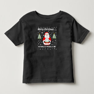 T-shirt Pour Les Tous Petits Santa tenant un gâteau d'anniversaire Joyeux Noël