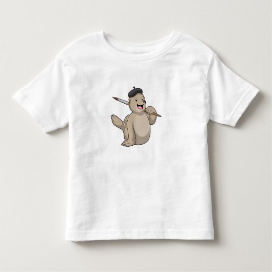 T-shirt Pour Les Tous Petits Sceller comme peintre avec pinceau (Devant)