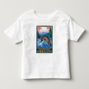 T-shirt Pour Les Tous Petits Scène de pêche de mouche - Clackamas, Orégon
