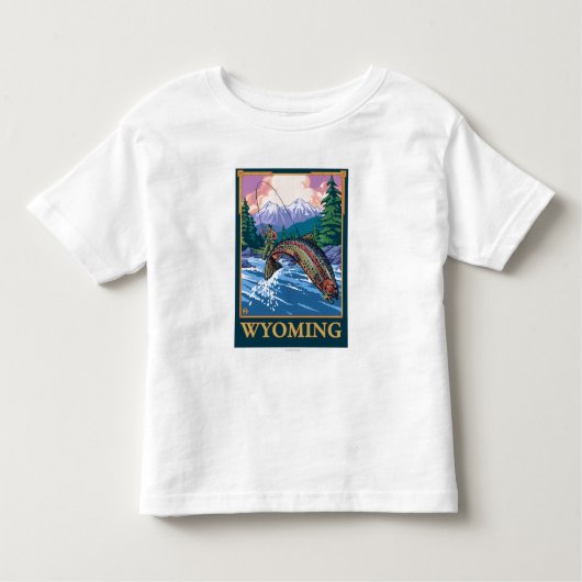 T-shirt Pour Les Tous Petits Scène de pêche de mouche - Wyoming (Devant)