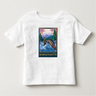 T-shirt Pour Les Tous Petits Scène de pêcheur de MassachusettsAngler