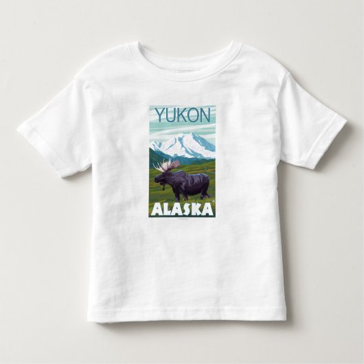 T-shirt Pour Les Tous Petits Scène d'orignaux - le Yukon, Alaska (Devant)