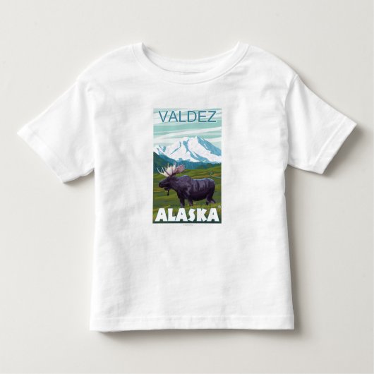 T-shirt Pour Les Tous Petits Scène d'orignaux - Valdez, Alaska (Devant)