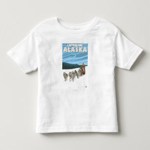 T-shirt Pour Les Tous Petits Scène Sledding de chien - Latouche, Alaska