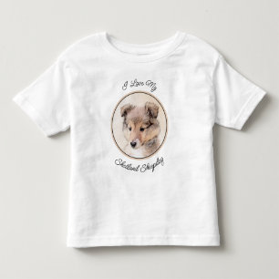 T-shirt Pour Les Tous Petits Shetland Sheepdog Puppy Peinture Chien original ar