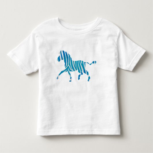 T-shirt Pour Les Tous Petits Silhouette bleue et blanche Zebra (Devant)
