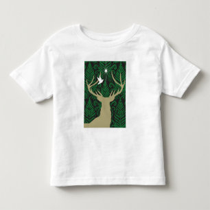 T-shirt Pour Les Tous Petits Silhouette d'un cerf commun, d'une colombe et